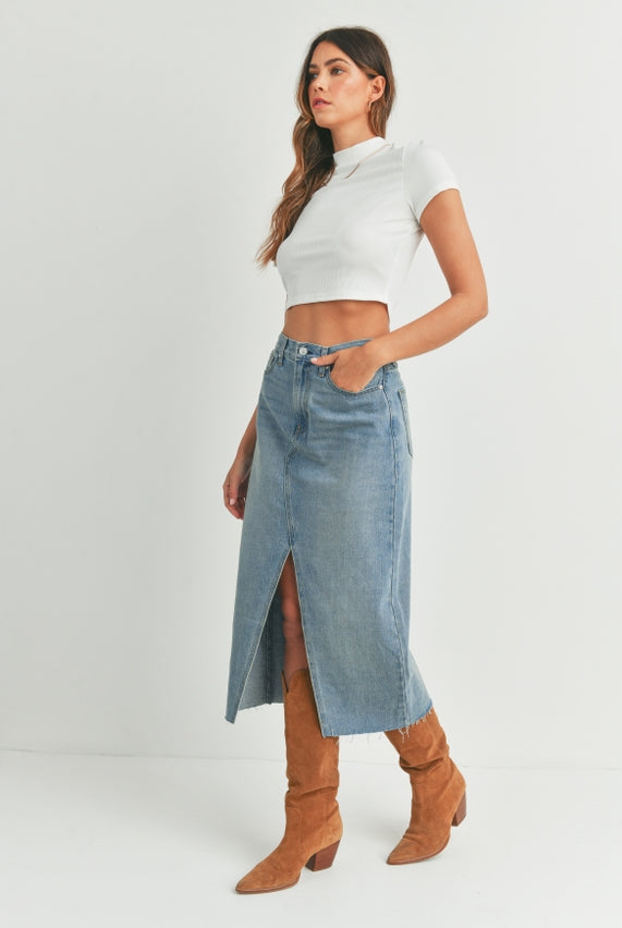 Open Slit Midi Skirt-Skirts-Krush Kandy, Women's Online Fashion Boutique Located in Phoenix, Arizona (Scottsdale Area)