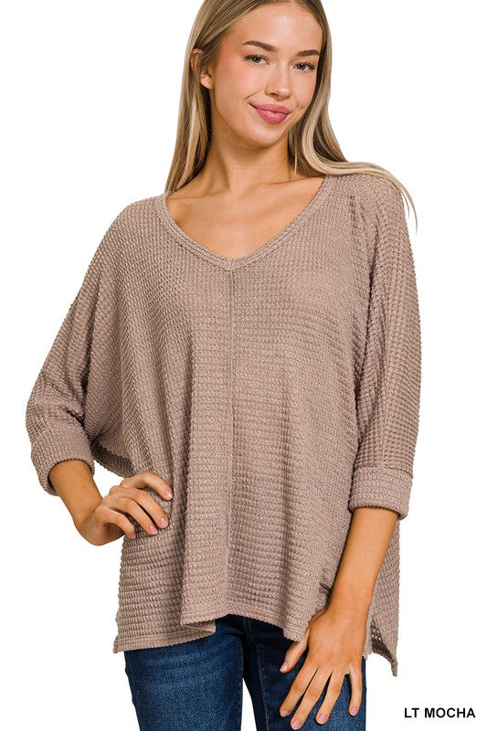 Tunnel Vision Hi-Low Jaquard Sweater-Short Sleeve Tops-Krush Kandy, Women's Online Fashion Boutique Located in Phoenix, Arizona (Scottsdale Area)