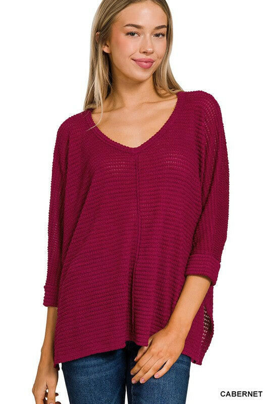 Tunnel Vision Hi-Low Jaquard Sweater-Sweaters-Krush Kandy, Women's Online Fashion Boutique Located in Phoenix, Arizona (Scottsdale Area)