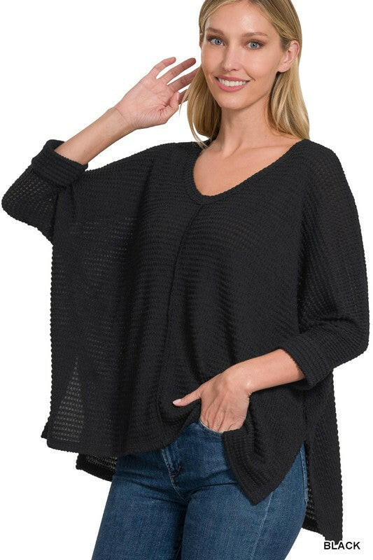 Tunnel Vision Hi-Low Jaquard Sweater-Sweaters-Krush Kandy, Women's Online Fashion Boutique Located in Phoenix, Arizona (Scottsdale Area)