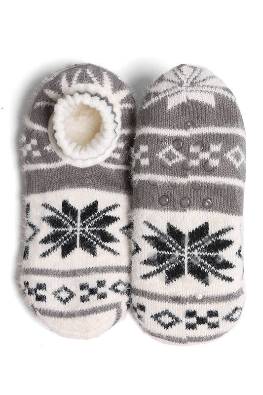 Luxury Soft Snowflake Printed Ankle Slipper Socks-Socks-Krush Kandy, Women's Online Fashion Boutique Located in Phoenix, Arizona (Scottsdale Area)