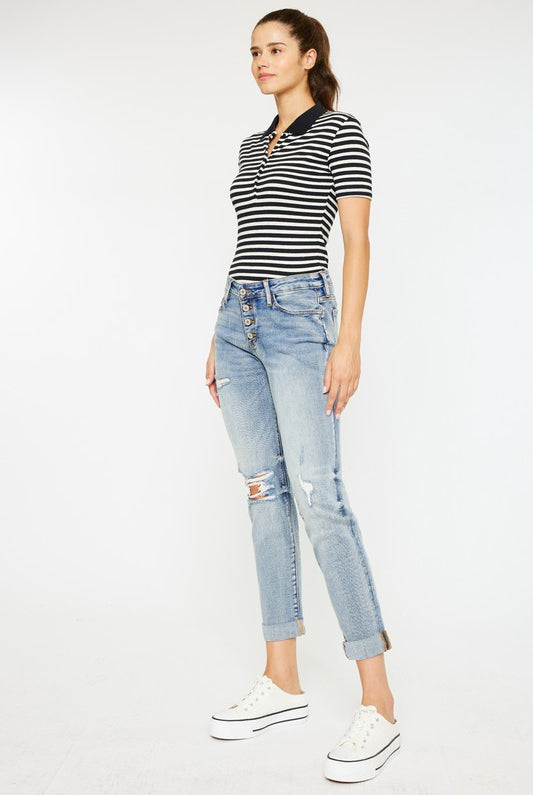 KanCan Mid Rise Button Fly Mom Jeans-Jeans-Krush Kandy, Women's Online Fashion Boutique Located in Phoenix, Arizona (Scottsdale Area)
