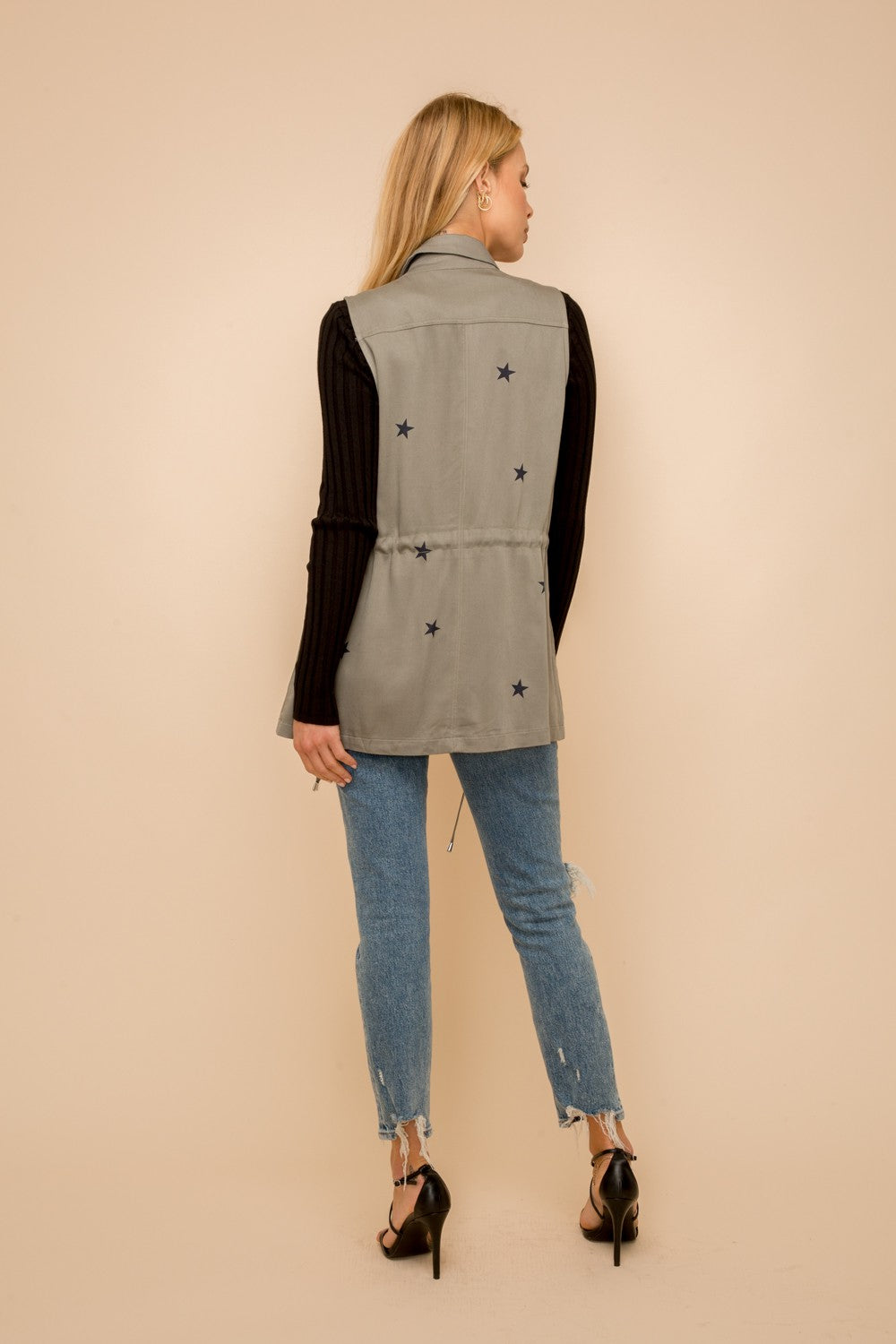 Excursion Cinched Waist Twill Vest-Vests-Krush Kandy, Women's Online Fashion Boutique Located in Phoenix, Arizona (Scottsdale Area)