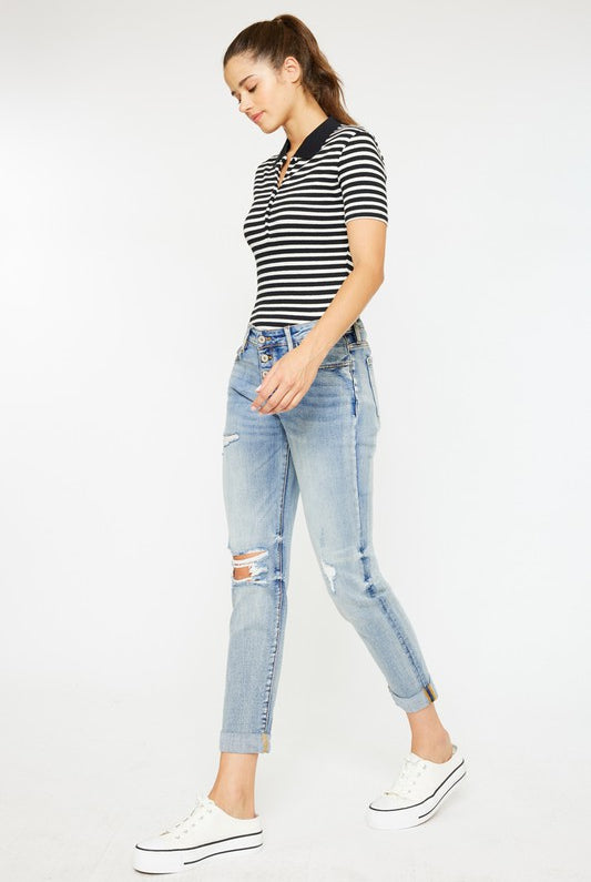 KanCan Mid Rise Button Fly Mom Jeans-Jeans-Krush Kandy, Women's Online Fashion Boutique Located in Phoenix, Arizona (Scottsdale Area)