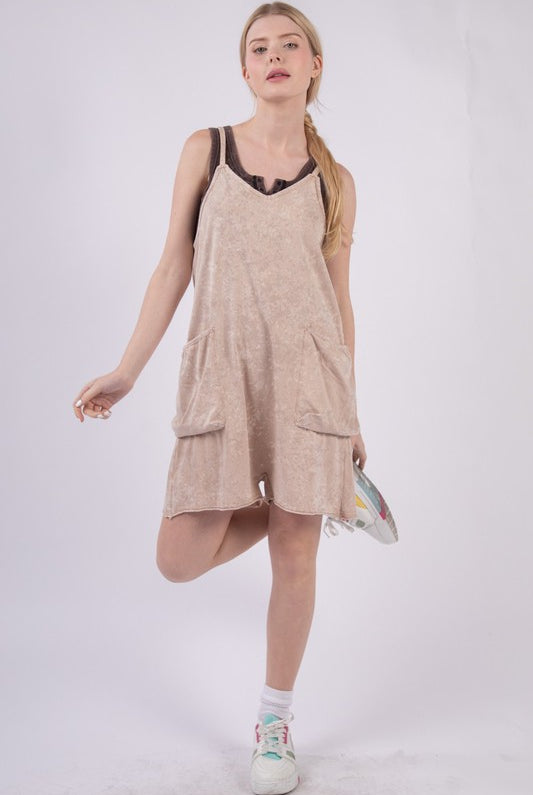 Casual Sleeveless Washed Knit Romper-Jumpsuits & Rompers-Krush Kandy, Women's Online Fashion Boutique Located in Phoenix, Arizona (Scottsdale Area)