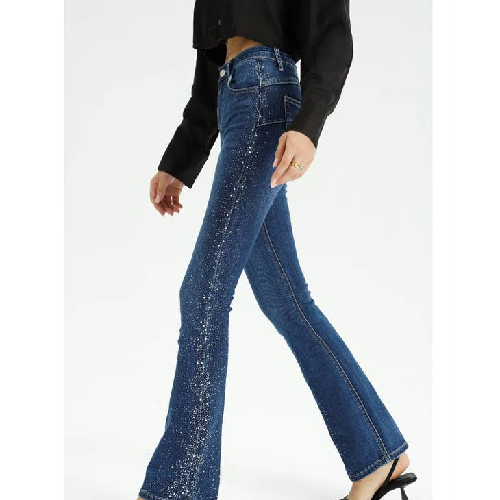 High Waist Flare Jeans with Rhinestone Details-Jeans-Krush Kandy, Women's Online Fashion Boutique Located in Phoenix, Arizona (Scottsdale Area)
