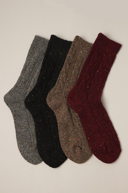 Women's Cable Knitted Wool Blend Crew Length Socks-Socks-Krush Kandy, Women's Online Fashion Boutique Located in Phoenix, Arizona (Scottsdale Area)