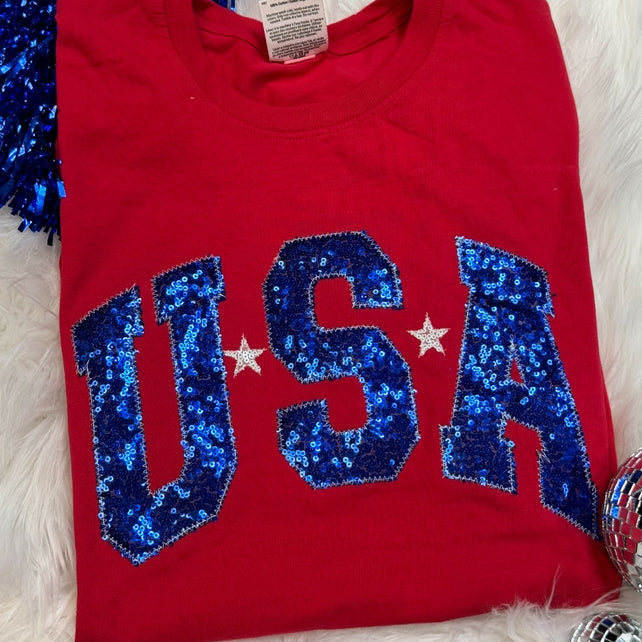 USA Patriotic 4th of July Short Sleeve, Red-Graphic Tees-Krush Kandy, Women's Online Fashion Boutique Located in Phoenix, Arizona (Scottsdale Area)