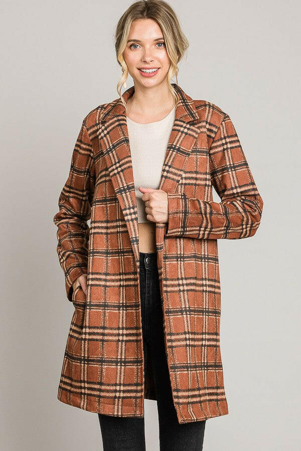 Motives Plaid Suede Coat-Coats-Krush Kandy, Women's Online Fashion Boutique Located in Phoenix, Arizona (Scottsdale Area)