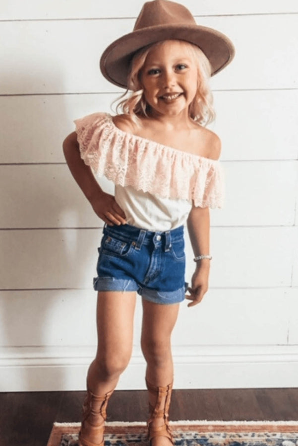 Kenzie Lace Flutter Sleeve Leotard-Kids-Krush Kandy, Women's Online Fashion Boutique Located in Phoenix, Arizona (Scottsdale Area)