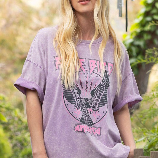 Free Bird Mineral Washed Tee | PREORDER NOW OPEN-Graphic Tees-Krush Kandy, Women's Online Fashion Boutique Located in Phoenix, Arizona (Scottsdale Area)