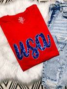 PREORDER USA Patriotic 4th of July Tee, Red-Graphic Tees-Krush Kandy, Women's Online Fashion Boutique Located in Phoenix, Arizona (Scottsdale Area)