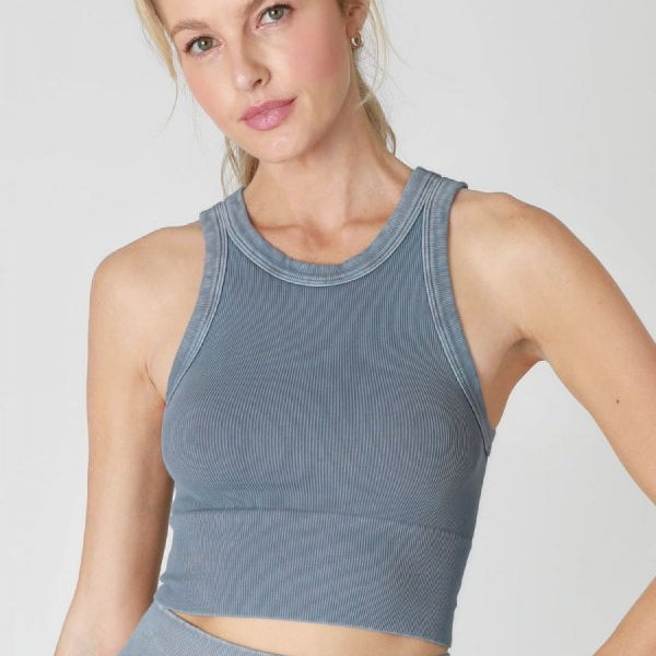 Vintage Ribbed High Neck Crop Top-Tanks-Krush Kandy, Women's Online Fashion Boutique Located in Phoenix, Arizona (Scottsdale Area)