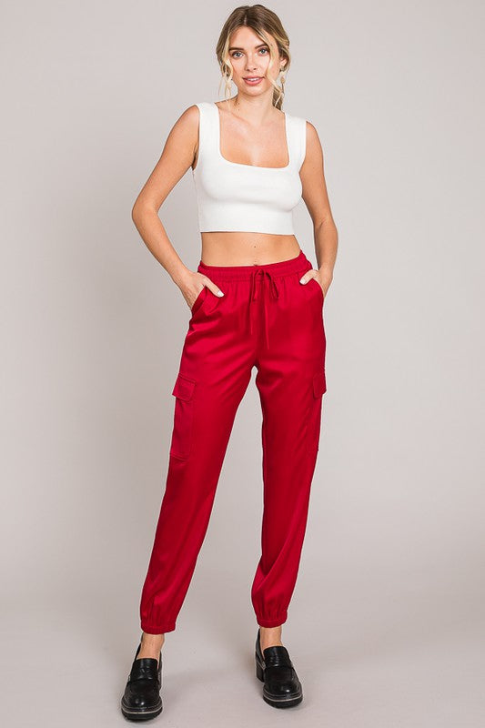 Satin High-Rise Jogger Pants-Pants-Krush Kandy, Women's Online Fashion Boutique Located in Phoenix, Arizona (Scottsdale Area)