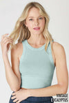 NIKIBIKI Vintage Ribbed High Neck Crop Top-Tanks-Krush Kandy, Women's Online Fashion Boutique Located in Phoenix, Arizona (Scottsdale Area)