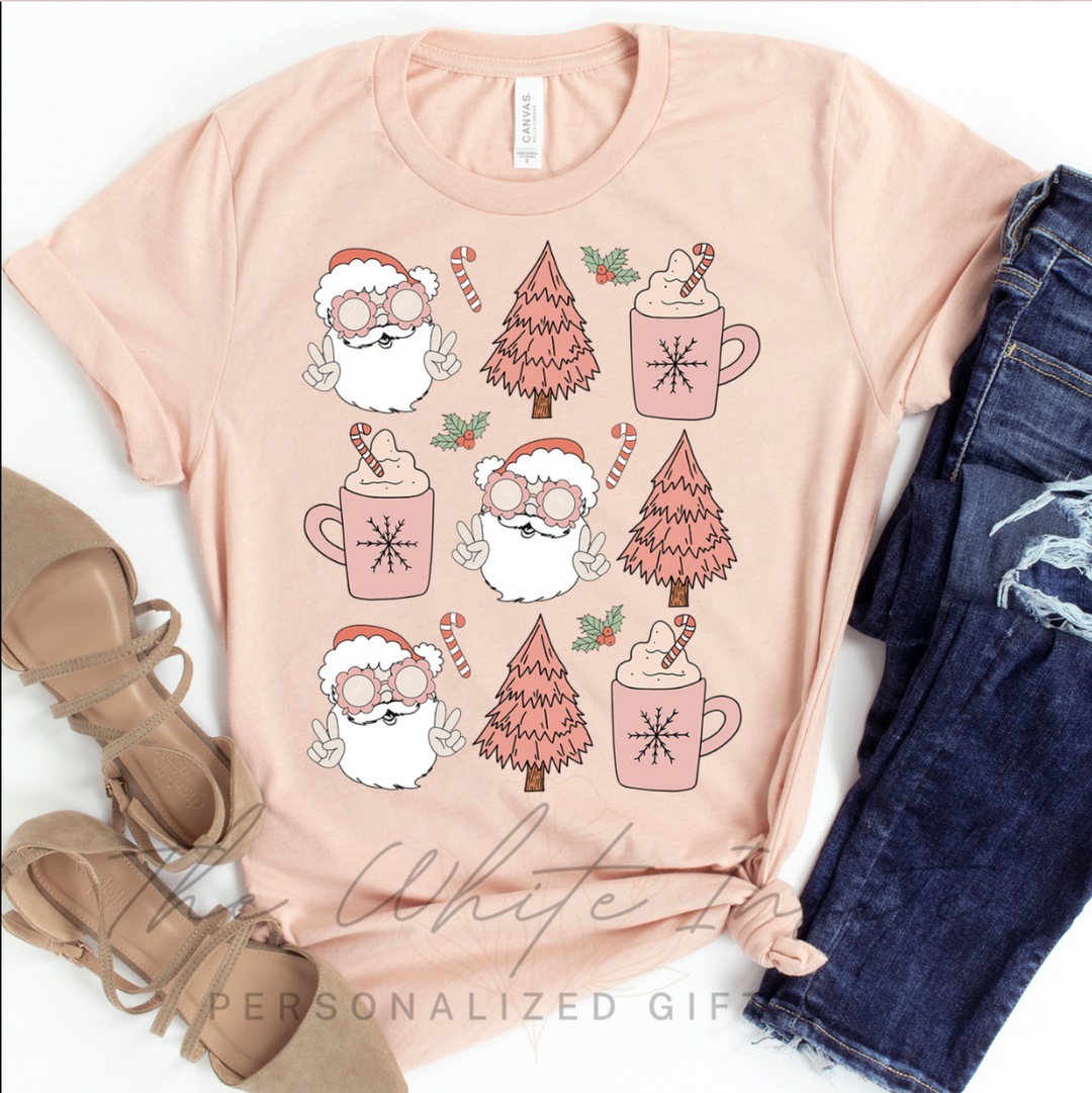 PRE ORDER Pink Santa Christmas Women's Graphic Tee-Graphic Tees-Krush Kandy, Women's Online Fashion Boutique Located in Phoenix, Arizona (Scottsdale Area)