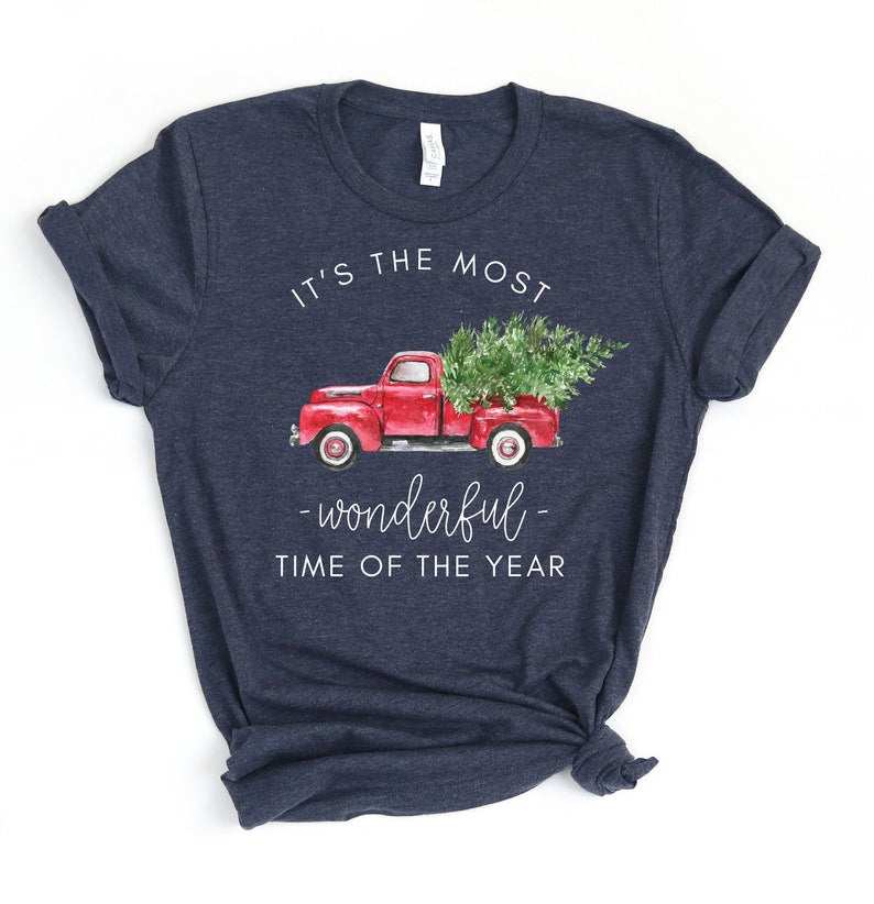 PRE ORDER Christmas truck It's The Most Wonderful Time of Year-Graphic Tees-Krush Kandy, Women's Online Fashion Boutique Located in Phoenix, Arizona (Scottsdale Area)