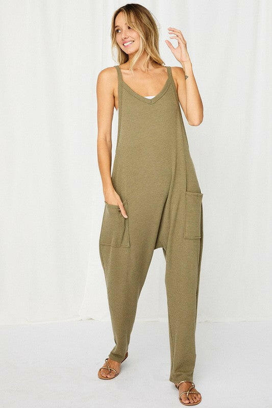Solid Harem Jumpsuit with Pockets-Jumpsuits & Rompers-Krush Kandy, Women's Online Fashion Boutique Located in Phoenix, Arizona (Scottsdale Area)