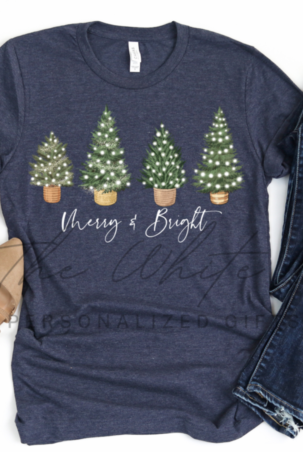 Christmas Tee Merry & Bright Trees Women's Graphic Tee-Graphic Tees-Krush Kandy, Women's Online Fashion Boutique Located in Phoenix, Arizona (Scottsdale Area)