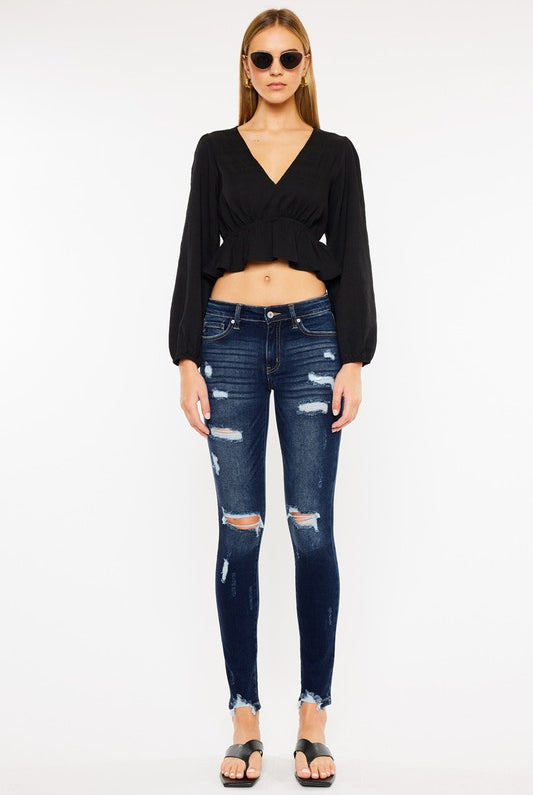 KanCan Mid Rise Distressed Super Skinny Jeans-Jeans-Krush Kandy, Women's Online Fashion Boutique Located in Phoenix, Arizona (Scottsdale Area)