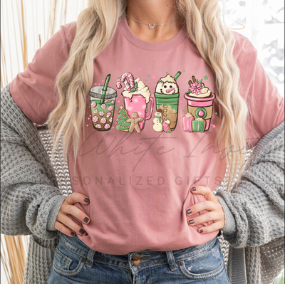 PRE ORDER Christmas Pink Lattes Christmas Women's Graphic Tee-Graphic Tees-Krush Kandy, Women's Online Fashion Boutique Located in Phoenix, Arizona (Scottsdale Area)