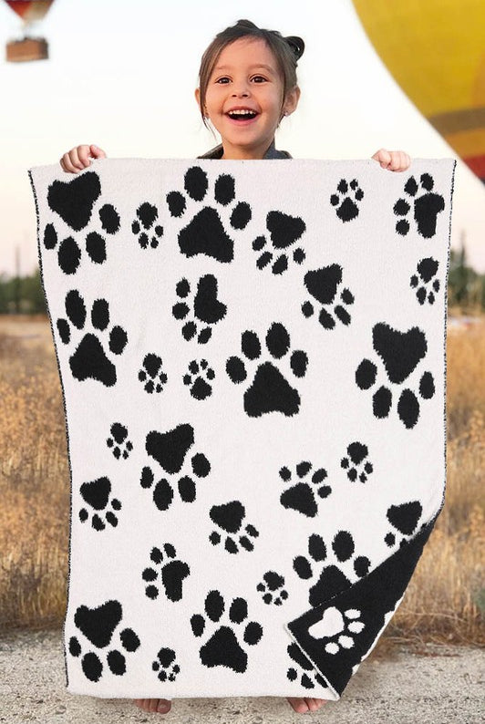 Paw Patterned Reversible Kids Blanket-Blankets-Krush Kandy, Women's Online Fashion Boutique Located in Phoenix, Arizona (Scottsdale Area)