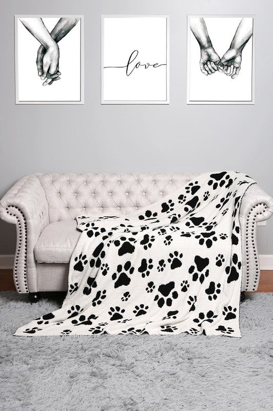 Paw Patterned Reversible Blanket-Blankets-Krush Kandy, Women's Online Fashion Boutique Located in Phoenix, Arizona (Scottsdale Area)