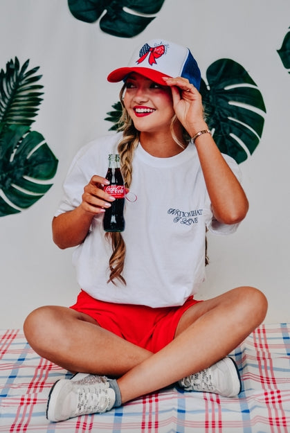 PREORDER God Bless America Bow Trucker Hat-Hats-Krush Kandy, Women's Online Fashion Boutique Located in Phoenix, Arizona (Scottsdale Area)