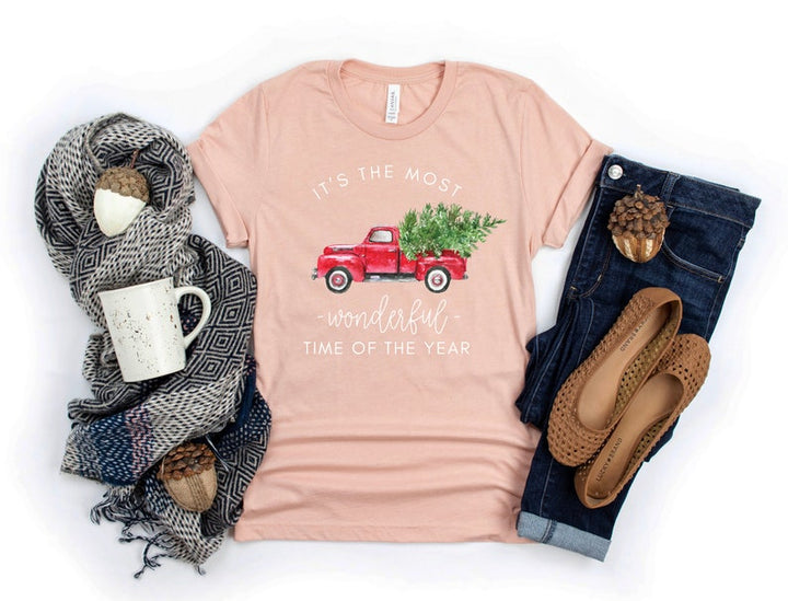 PRE ORDER Christmas truck It's The Most Wonderful Time of Year-Graphic Tees-Krush Kandy, Women's Online Fashion Boutique Located in Phoenix, Arizona (Scottsdale Area)