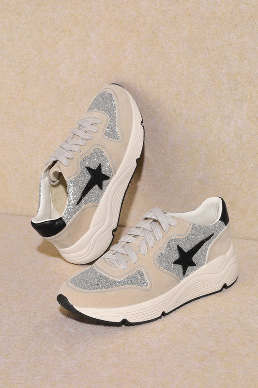 The Rowan Star Sneakers, Taupe-Sneakers-Krush Kandy, Women's Online Fashion Boutique Located in Phoenix, Arizona (Scottsdale Area)
