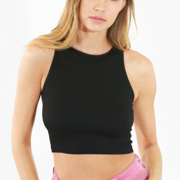 Ribbed Highneck Crop Top-Crop Tops-Krush Kandy, Women's Online Fashion Boutique Located in Phoenix, Arizona (Scottsdale Area)