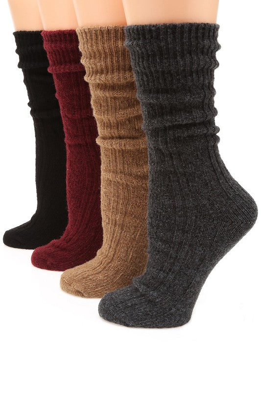 Women's Rib Knitted Wool Blend Crew Socks-Socks-Krush Kandy, Women's Online Fashion Boutique Located in Phoenix, Arizona (Scottsdale Area)