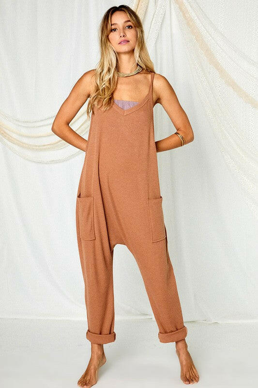 Solid Harem Jumpsuit with Pockets-Jumpsuits & Rompers-Krush Kandy, Women's Online Fashion Boutique Located in Phoenix, Arizona (Scottsdale Area)