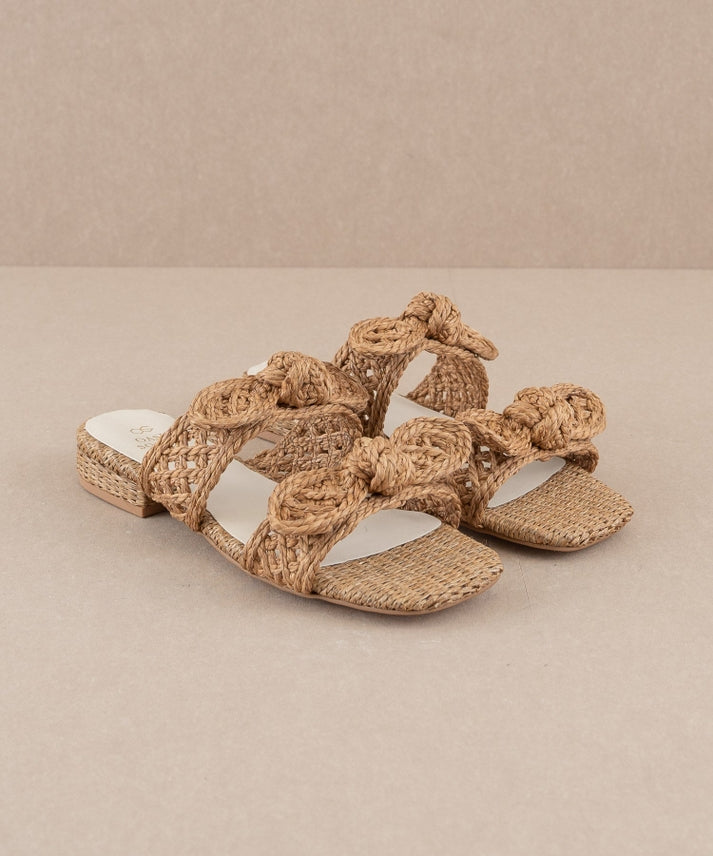 The Esther Camel | Raffia Bow Summer Sandals-Sandals-Krush Kandy, Women's Online Fashion Boutique Located in Phoenix, Arizona (Scottsdale Area)