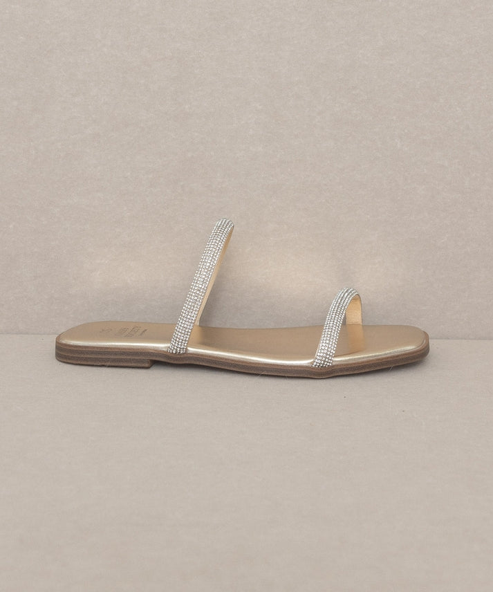 The Lucy | Satin Lined Rhinestone Strappy Flat Sandal-Sandals-Krush Kandy, Women's Online Fashion Boutique Located in Phoenix, Arizona (Scottsdale Area)