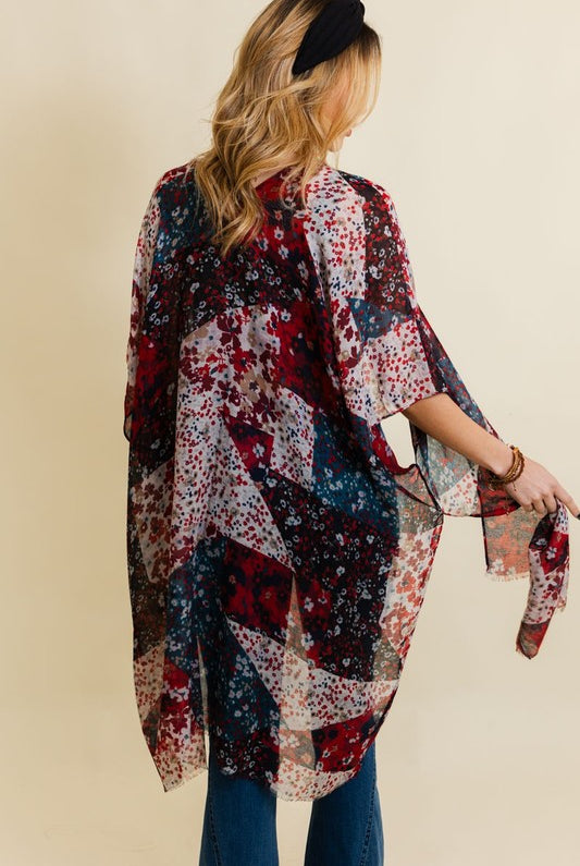 Allover Floral Print Kimono-Kimonos-Krush Kandy, Women's Online Fashion Boutique Located in Phoenix, Arizona (Scottsdale Area)