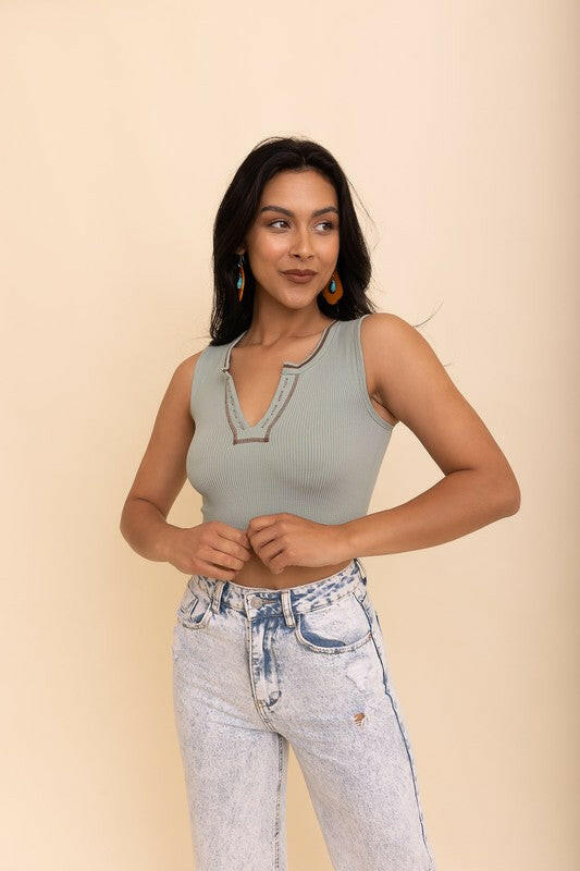 Ribbed Henley Brami-Bralettes-Krush Kandy, Women's Online Fashion Boutique Located in Phoenix, Arizona (Scottsdale Area)