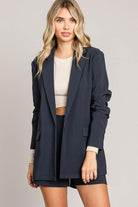 Twill Flap Pocket Long Blazer-Blazers-Krush Kandy, Women's Online Fashion Boutique Located in Phoenix, Arizona (Scottsdale Area)
