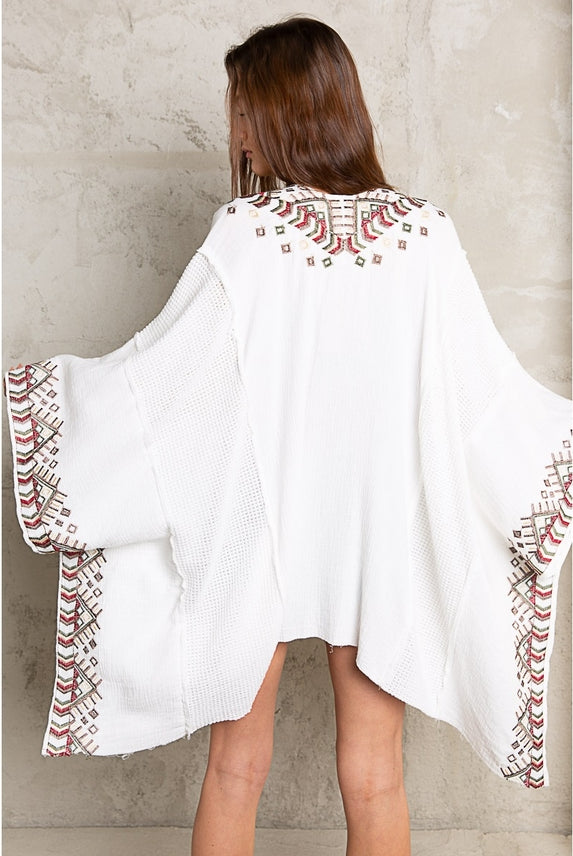 Embroidery Open Front Kimono-Kimonos-Krush Kandy, Women's Online Fashion Boutique Located in Phoenix, Arizona (Scottsdale Area)