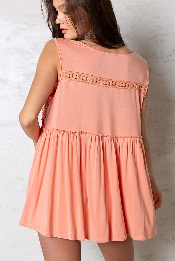 Caitlin Laced Babydoll Top-Tanks-Krush Kandy, Women's Online Fashion Boutique Located in Phoenix, Arizona (Scottsdale Area)
