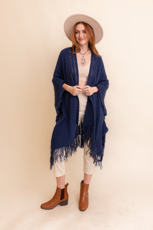 Open Bohemian Ruana Cardigan-Cardigans-Krush Kandy, Women's Online Fashion Boutique Located in Phoenix, Arizona (Scottsdale Area)