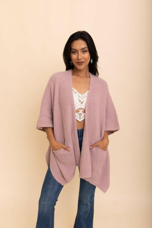 Boucle Cozy Ruana w/ Pockets-Cardigans-Krush Kandy, Women's Online Fashion Boutique Located in Phoenix, Arizona (Scottsdale Area)