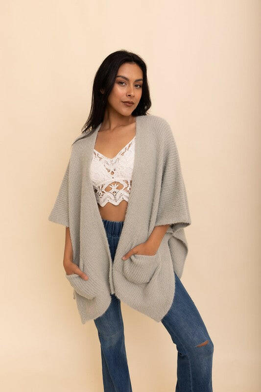 Boucle Cozy Ruana w/ Pockets-Cardigans-Krush Kandy, Women's Online Fashion Boutique Located in Phoenix, Arizona (Scottsdale Area)