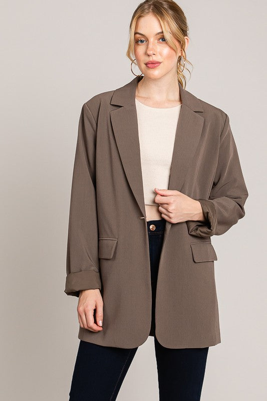 Twill Oversized Blazer Coat-Blazers-Krush Kandy, Women's Online Fashion Boutique Located in Phoenix, Arizona (Scottsdale Area)