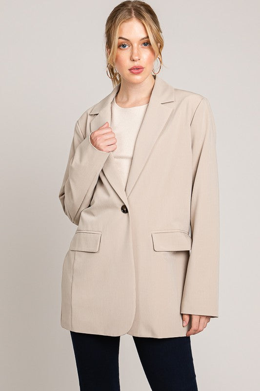 Twill Oversized Blazer Coat-Blazers-Krush Kandy, Women's Online Fashion Boutique Located in Phoenix, Arizona (Scottsdale Area)