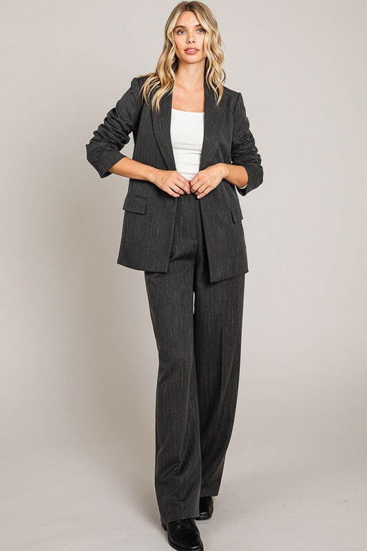 Charcoal Pinstriped Tailored Blazer-Blazers-Krush Kandy, Women's Online Fashion Boutique Located in Phoenix, Arizona (Scottsdale Area)
