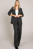 Charcoal Pinstriped Tailored Blazer-Blazers-Krush Kandy, Women's Online Fashion Boutique Located in Phoenix, Arizona (Scottsdale Area)