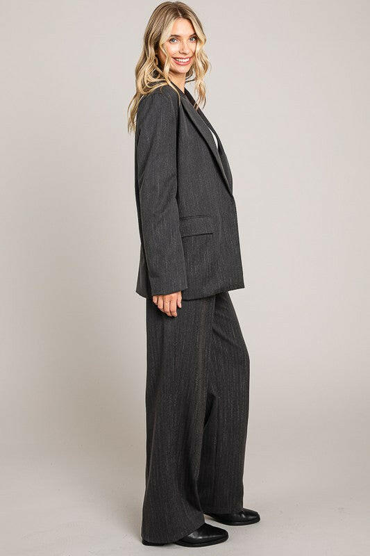 Charcoal Pinstriped Tailored Blazer-Blazers-Krush Kandy, Women's Online Fashion Boutique Located in Phoenix, Arizona (Scottsdale Area)