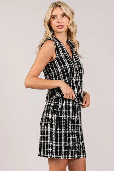 Plaid Tweed Tailored Vest with Button Front Design – Krush Kandy