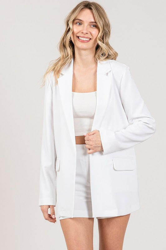 Twill Oversized Flap Pocket Blazer-Blazers-Krush Kandy, Women's Online Fashion Boutique Located in Phoenix, Arizona (Scottsdale Area)